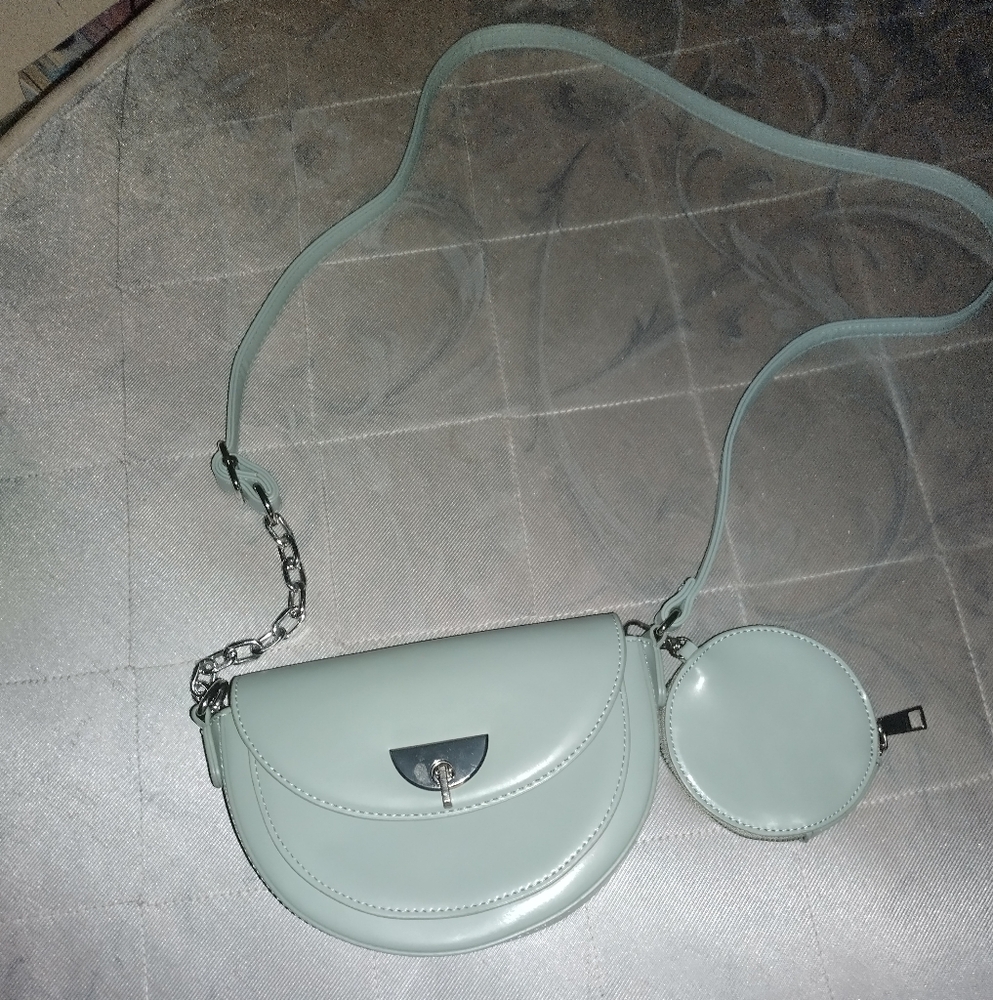 Be Kool Sage small green cross body purse with side coin purse